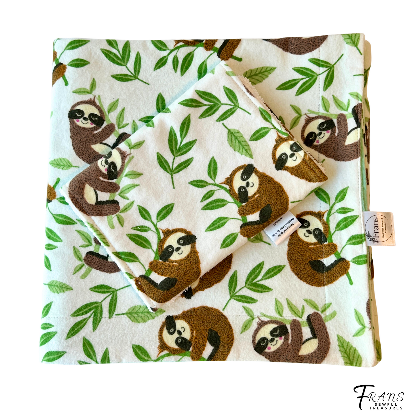 Charming Sleepy Sloth Snuggle Baby Blanket Set - Perfect Nursery Decor! Sloth Hugs Baby Blanket Shower Gift, Warm Cotton Flannel Nursery Decor