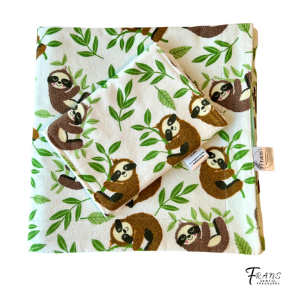Charming Sleepy Sloth Snuggle Baby Blanket Set - Perfect Nursery Decor! Sloth Hugs Baby Blanket Shower Gift, Warm Cotton Flannel Nursery Decor