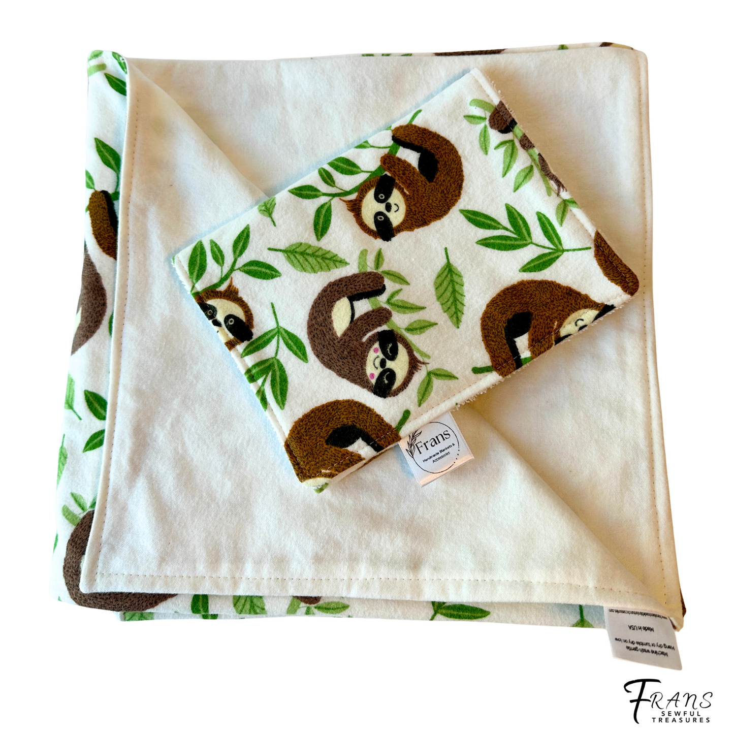 Charming Sleepy Sloth Snuggle Baby Blanket Set - Perfect Nursery Decor! Sloth Hugs Baby Blanket Shower Gift, Warm Cotton Flannel Nursery Decor