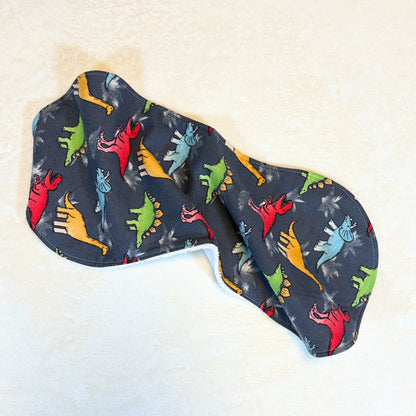 Playful Dinosaur Bib & Burp Cloth Set – Handmade 3-Piece Cotton Flannel Baby Gift, 2 Bibs + 1 Burp Cloth with Colorful Dino Print