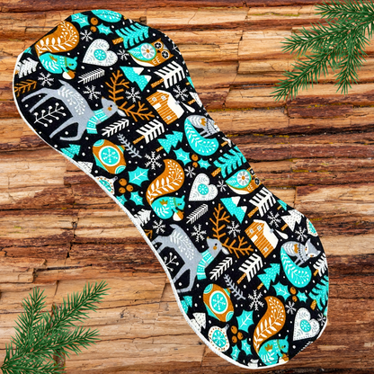 Whimsical Forest Animal Burp Cloth Set – 2-Pack Black Flannel with Teal, Silver & Gray Prints, Absorbent Terry Cloth Backing, Handmade