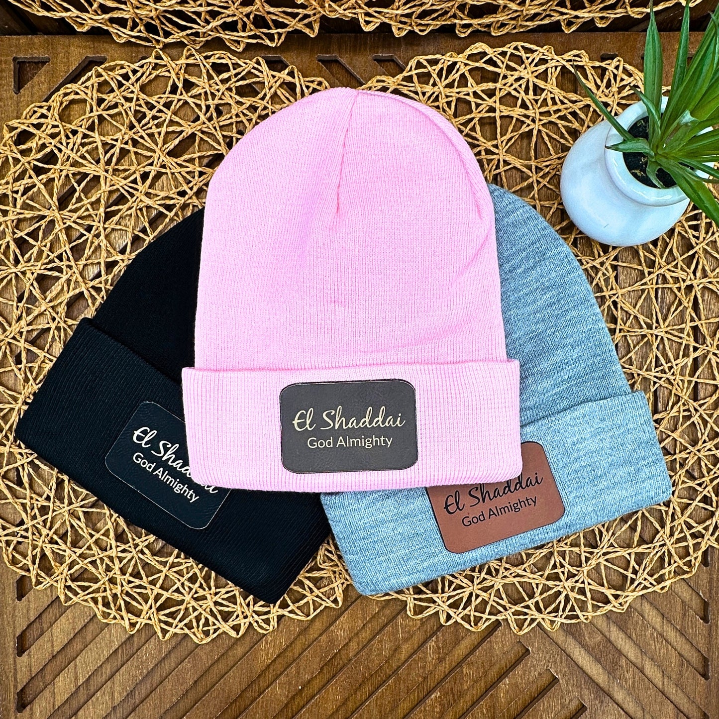Faith-Inspired Beanie – Choose Your Name of God, Christian Streetwear Style