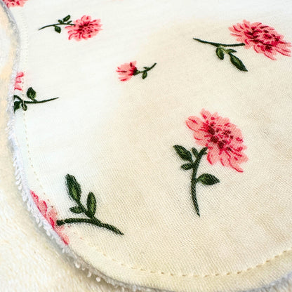 Pink Floral Bib & Burp Cloth Set – Handmade Muslin & Terry Cloth Baby Gift, Absorbent Feeding Essentials, Soft & Stylish