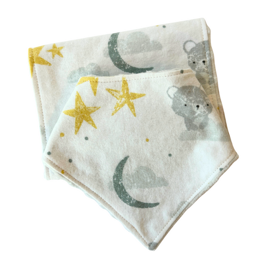 Playful Mice & Bears Bib and Burp Cloth Set – Handmade Cotton Flannel Baby Gift, Soft & Absorbent Feeding Essentials for Newborns