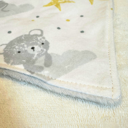 Playful Mice & Bears Bib and Burp Cloth Set – Handmade Cotton Flannel Baby Gift, Soft & Absorbent Feeding Essentials for Newborns