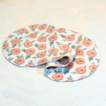 Peach Blossom Burp Cloth & Bib Set – Handmade Cotton Flannel Baby Gift, Soft & Absorbent, Perfect for Newborns & Baby Showers