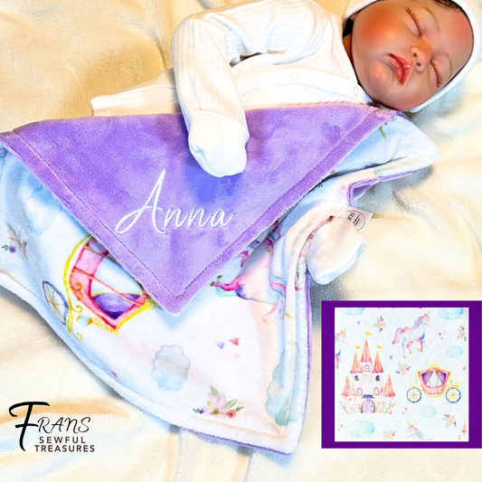 Personalized baby blanket, Personalized Castle & Carriage Minky Baby Blanket - Ideal Baby Shower Gift!