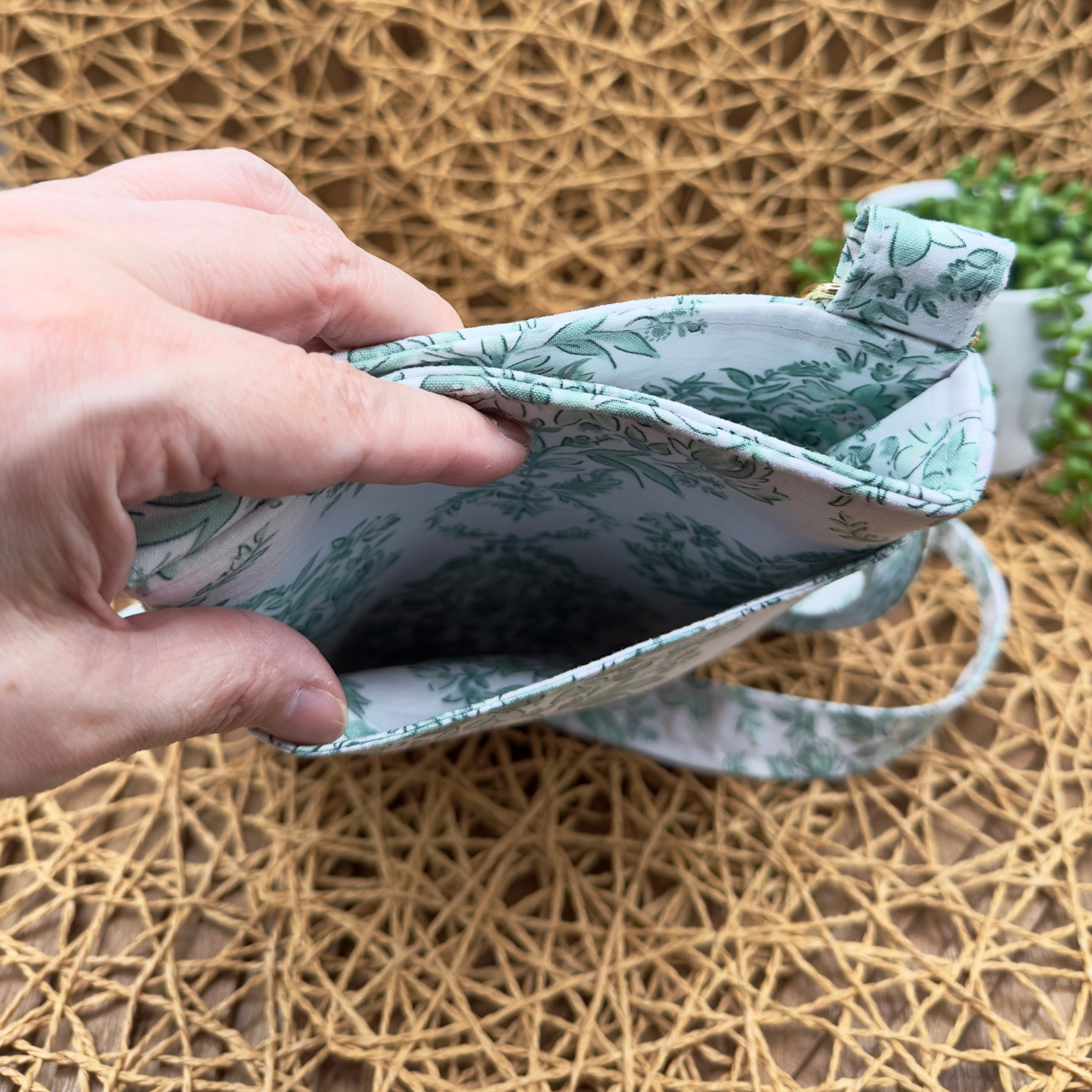 Green Floral Everyday Crossbody Bag - Compact, Chic & Key-Ready