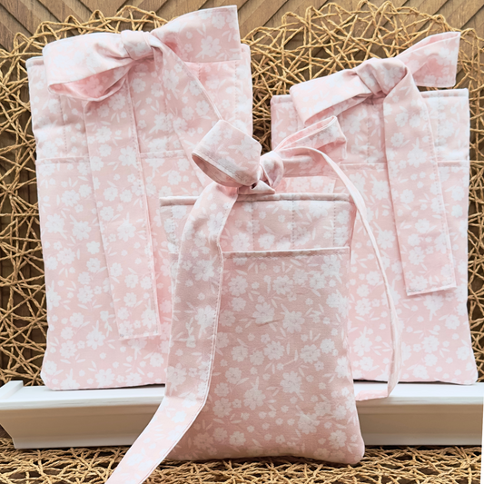 pink floral book sleeves in three sizes