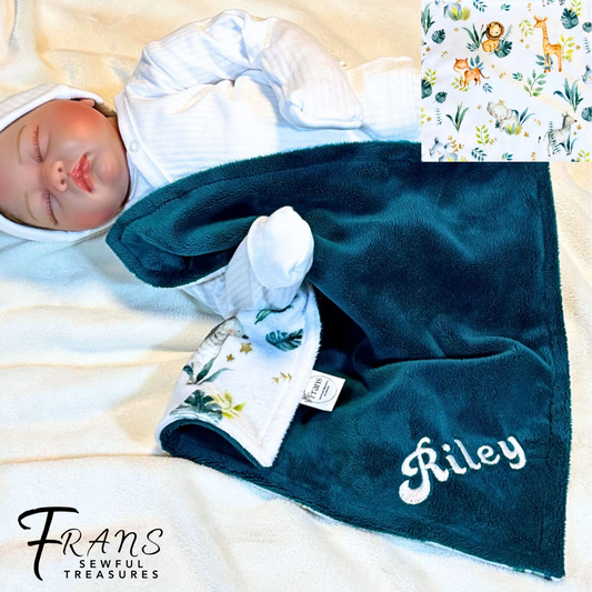 Personalized baby blanket, Custom Safari Animal Minky Baby Blanket, Personalized Gift for Newborns