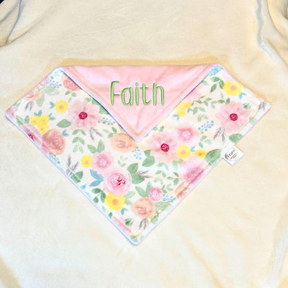 custom made personalized pink floral minky baby blanket