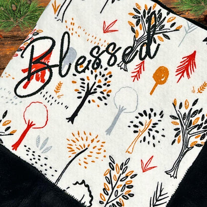 Harvest Trees Minky Baby Blanket - Cozy Fall Companion for Naptime & Strolling