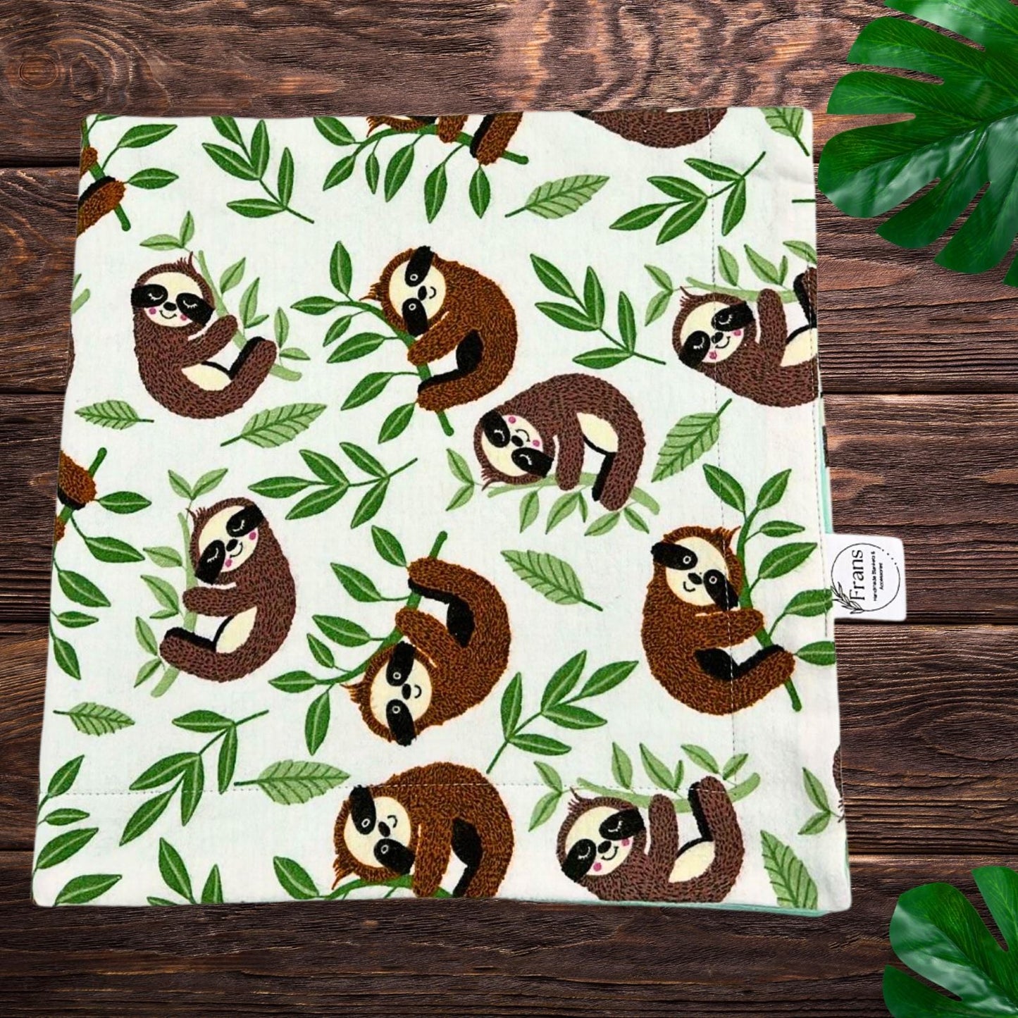 Sleepy Sloth Flannel Snuggles Baby Blanket, Sloth Hugs Baby Blanket Shower Gift, Warm Cotton Flannel Nursery Decor, Gender Neutral