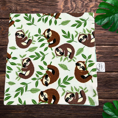 Sleepy Sloth Flannel Snuggles Baby Blanket, Sloth Hugs Baby Blanket Shower Gift, Warm Cotton Flannel Nursery Decor, Gender Neutral