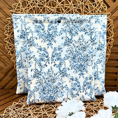 Blue floral padded book sleeve