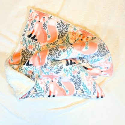 Peach Fox Fleece and Sherpa Baby Lovey for Soft and Cozy Snuggles, Luxury Baby Security, High Quality Baby Shower Gift, Baby Comfort