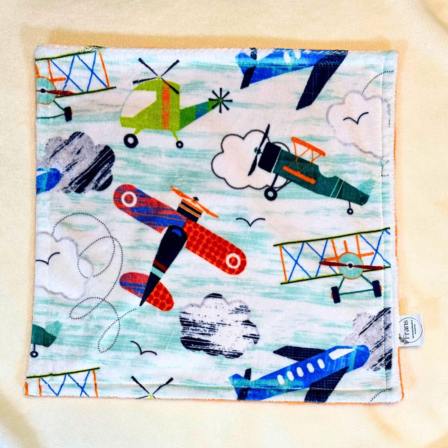 Personalized Baby Blanket - Airplanes in the sky Minky Baby Blanket - You choose back, Custom Baby Blanket, Baby shower gift, newborn gift