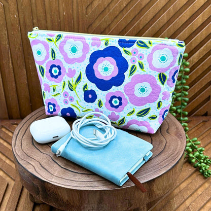 Groovy Vibes: Purple Versatile Makeup Bag for Cosmetics and More