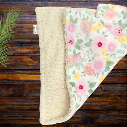 Pink Floral Minky and Sherpa Baby Lovey for Soft and Cozy Snuggles, Luxury Minky Baby Security, High Quality Baby Shower Gift, Baby Comfort