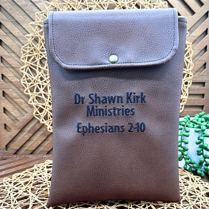 custom personalized brown faux leather ipad sleeve
