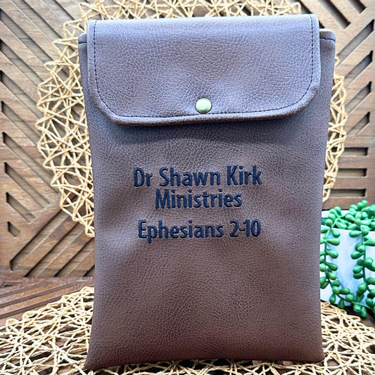 custom personalized brown faux leather ipad sleeve
