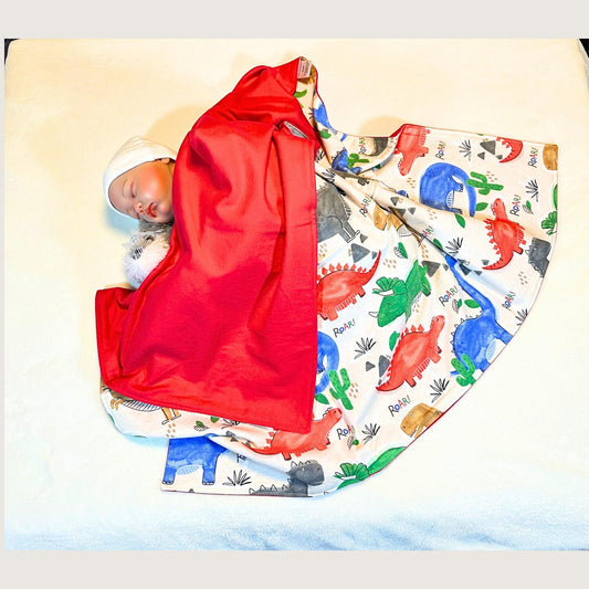 Dinosaur print cotton flannel baby blanket
