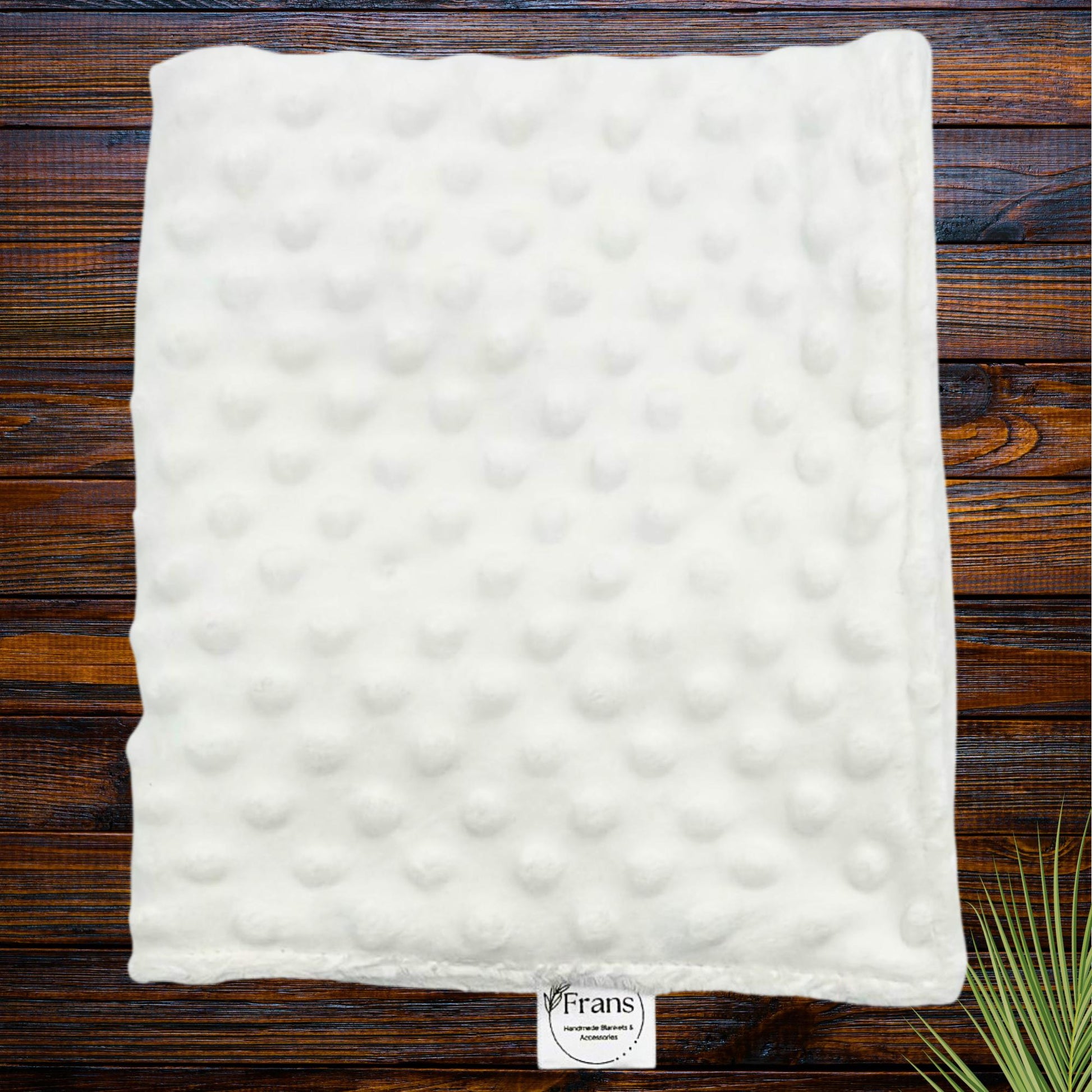white soft dotted minky baby comforter
