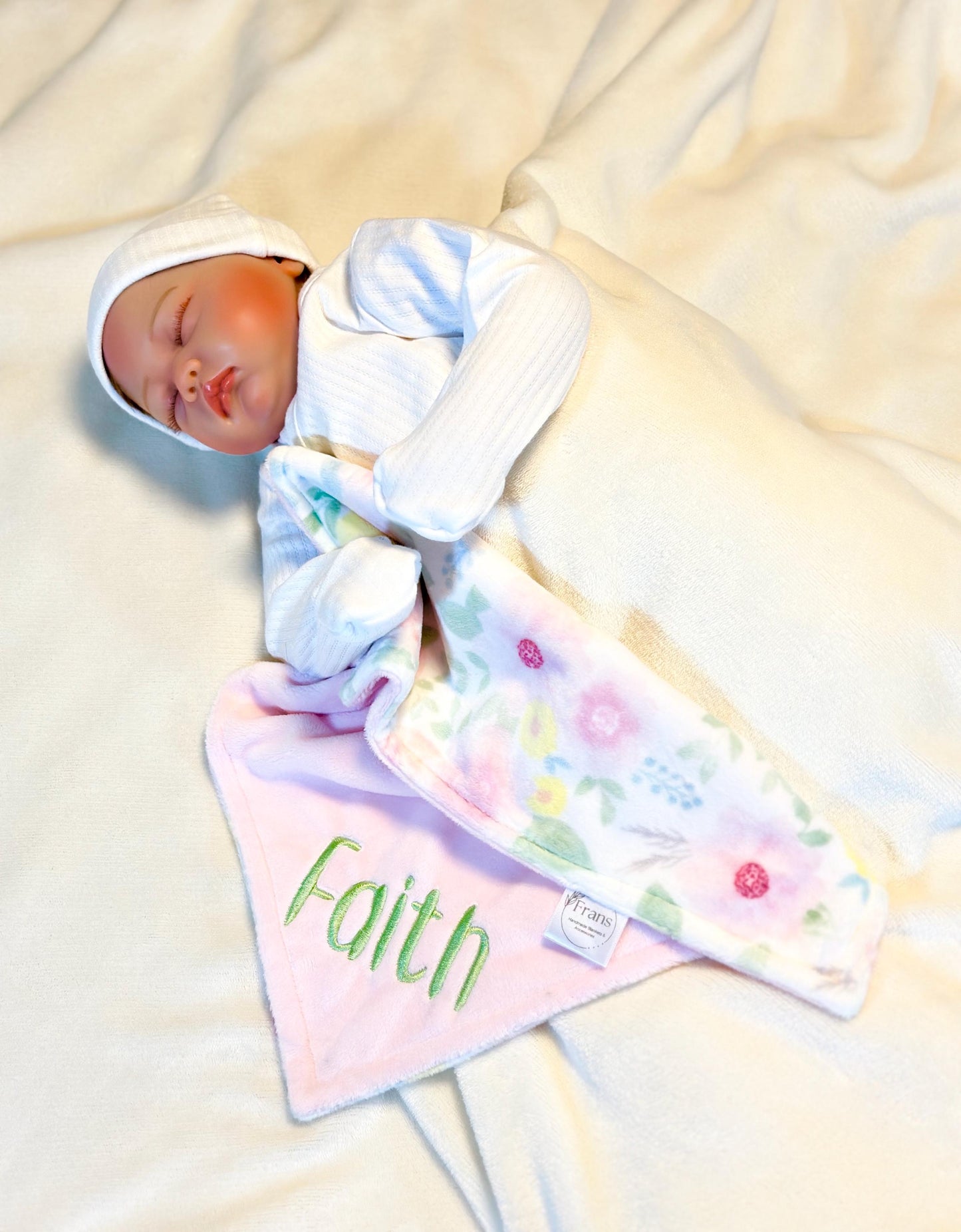 Personalized Baby Blanket Pink and Yellow Floral Minky Baby Blanket - you choose back, Custom Baby Blanket, Signature Blanket, baby shower