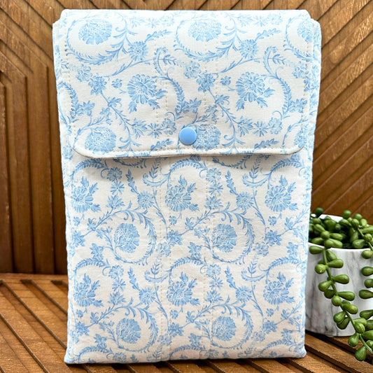 elegant blue and white coquette iPad sleeve