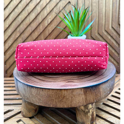 Chic Red Polka Dot Makeup Bag: Perfect Organizer for Beauty, Travel & Essentials