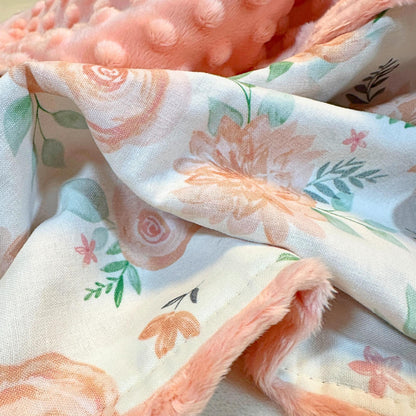 Adorable Blossom Peach Baby Blanket - Perfect for Tummy Time and On-the-Go Snuggles!