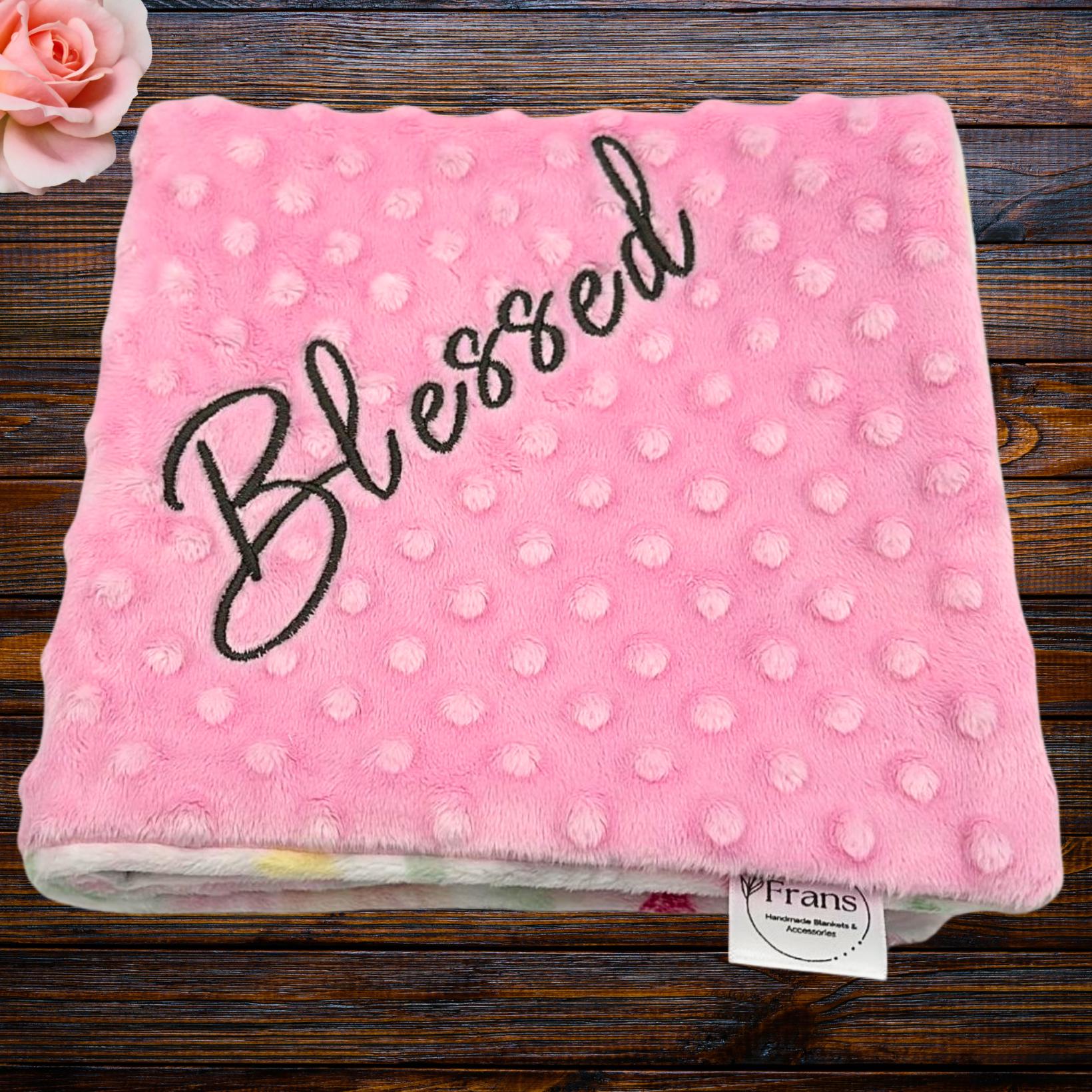 plush pink floral minky baby blanket