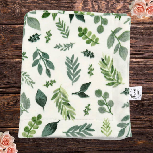 luxurious green leaf minky baby blanket