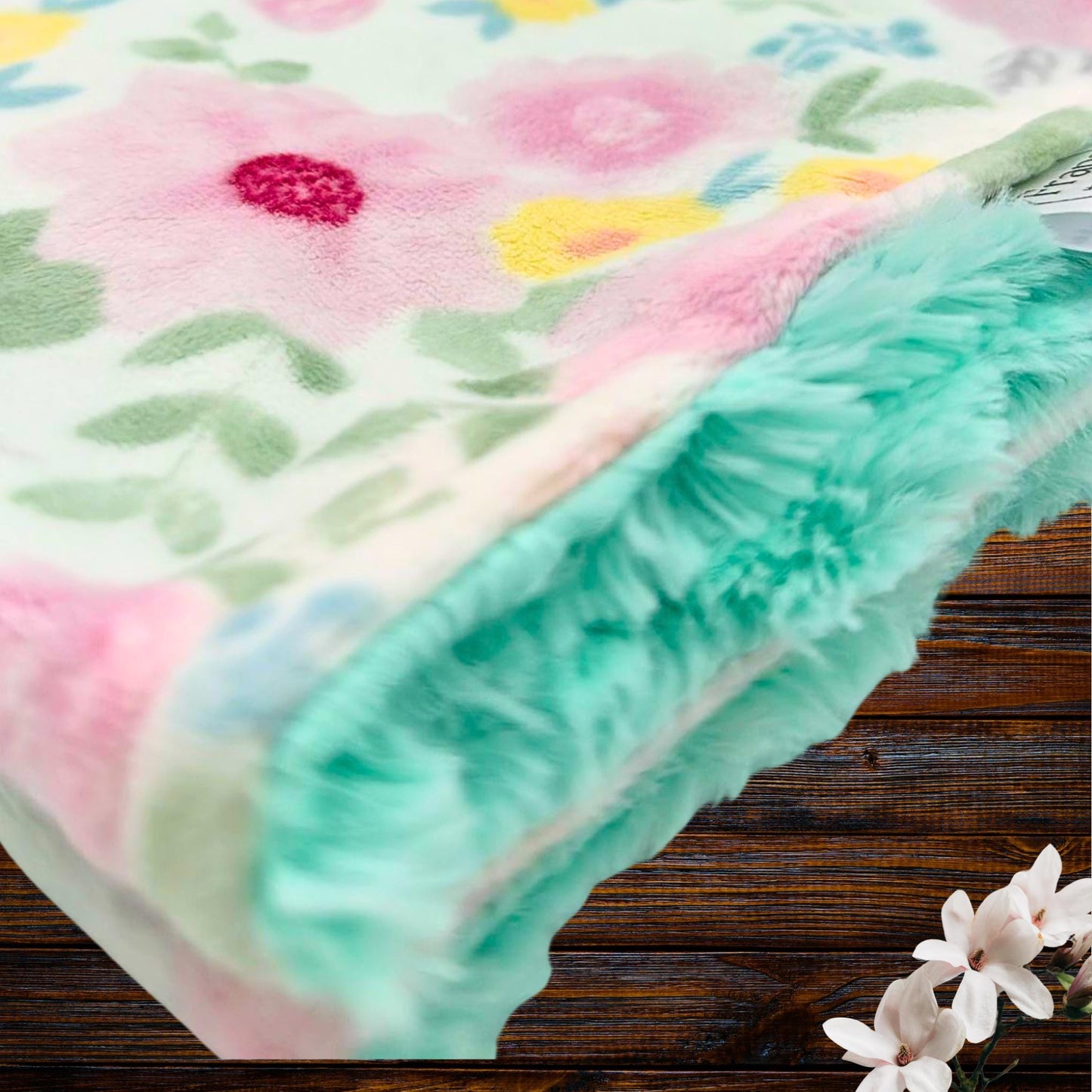 Cute Mint Swirl and Pink Floral Minky Baby Lovey – Softness for Baby Comfort and Security, Portable Comfort and Reassurance buddy
