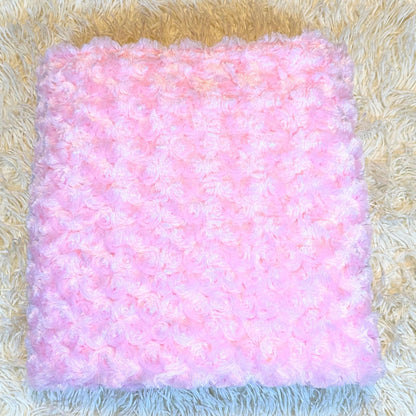 Pink Rosette Minky Baby Blanket & Lovey Set – Handmade Soft Plush Blanket 34x36 with Matching 19x16 Comfort Lovey