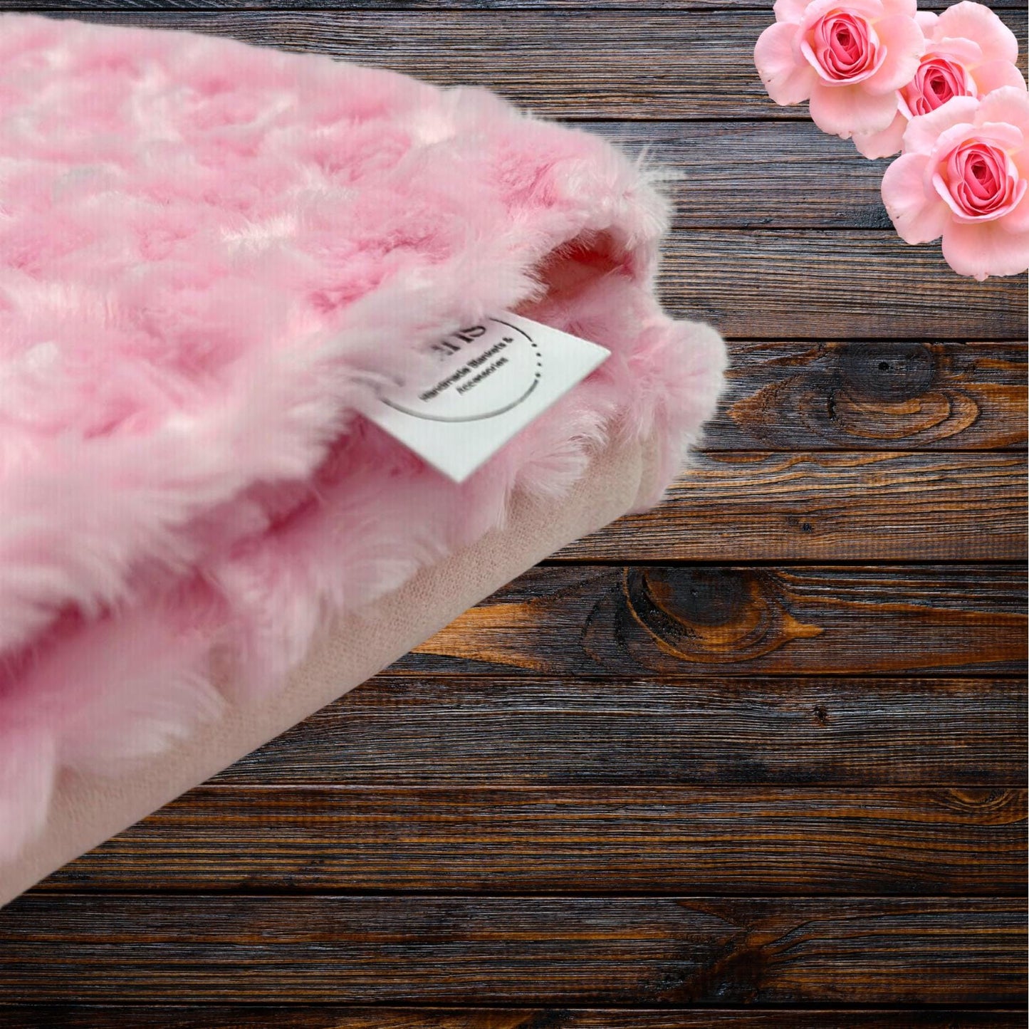 Pink Rosebud Minky Baby Blanket with Matching Lovey – Soft, Handmade Set for Extra Comfort and Cuddles