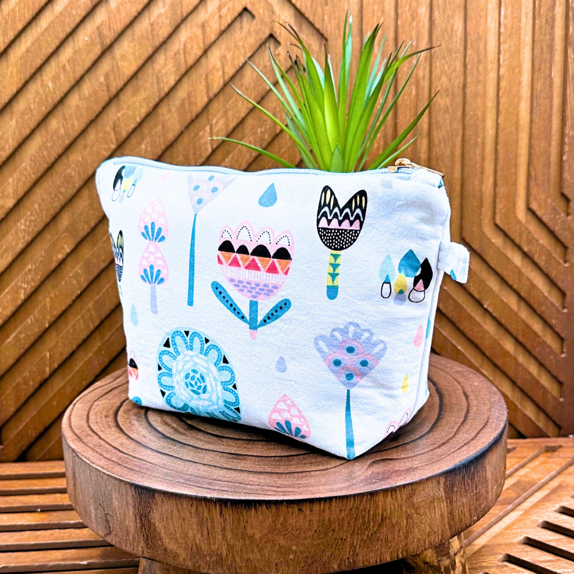 groovy boho inspired zippered make up bag