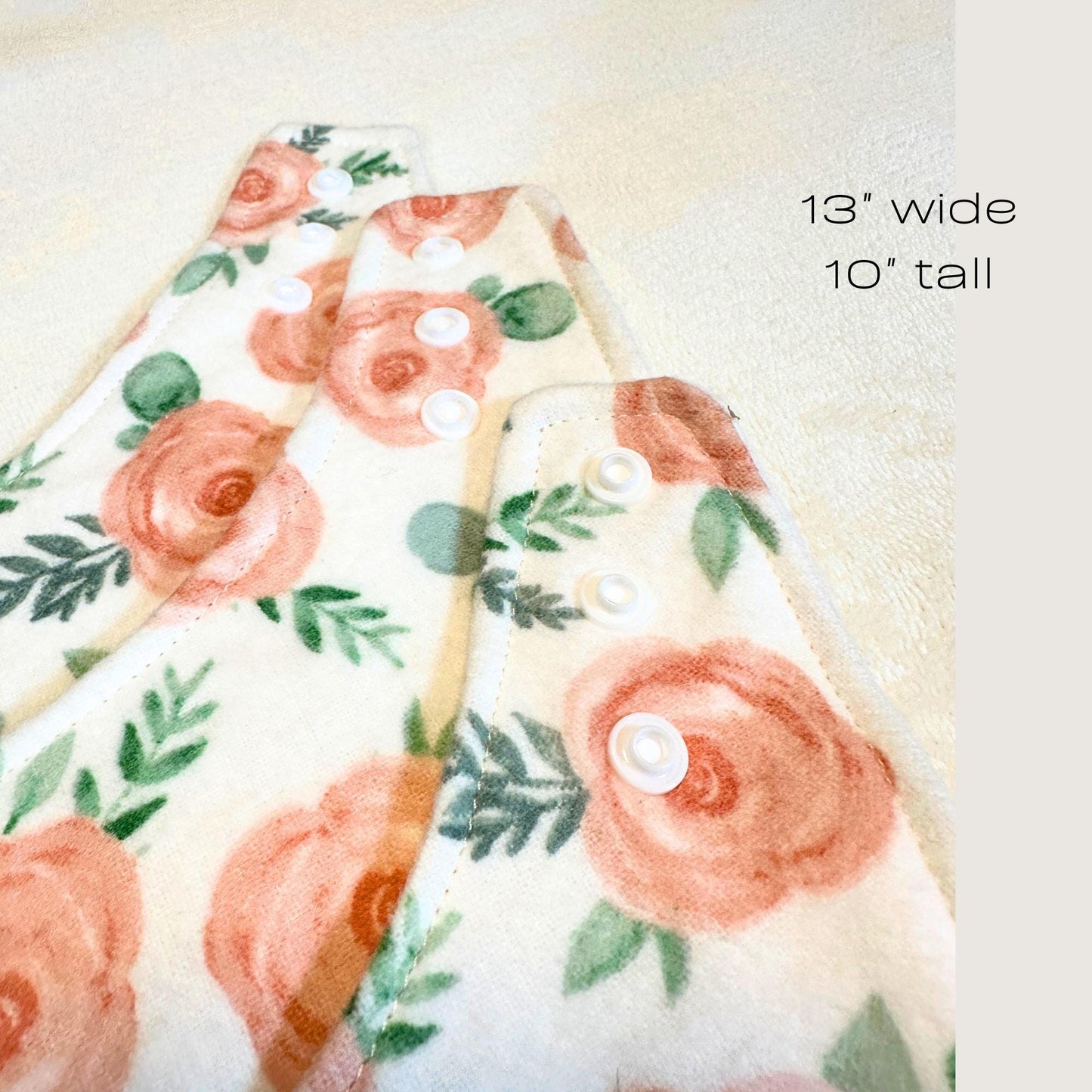 Peach Blossom Burp Cloth & Bib Set – Handmade Cotton Flannel Baby Gift, Soft & Absorbent, Perfect for Newborns & Baby Showers