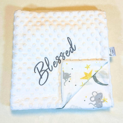 Whimsical Mice Dreams: Cozy Baby Blanket with Matching Bib & Burp Cloth