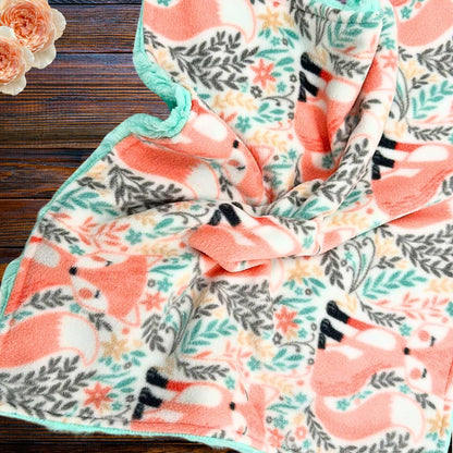 Adorable Peach Fox and Mint Minky Baby Lovey - Cuddle Buddy for Comfort and Security