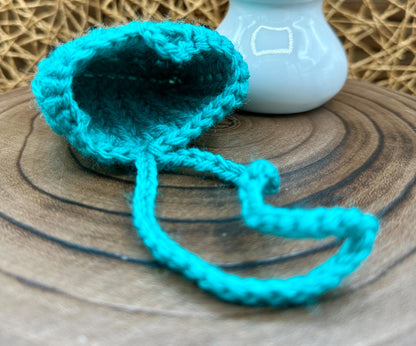 Blue Crocheted Wireless earbud case, compatible with AirPods, measures 3 T 3 H .25 D, Pretty Crochet Stitch Design