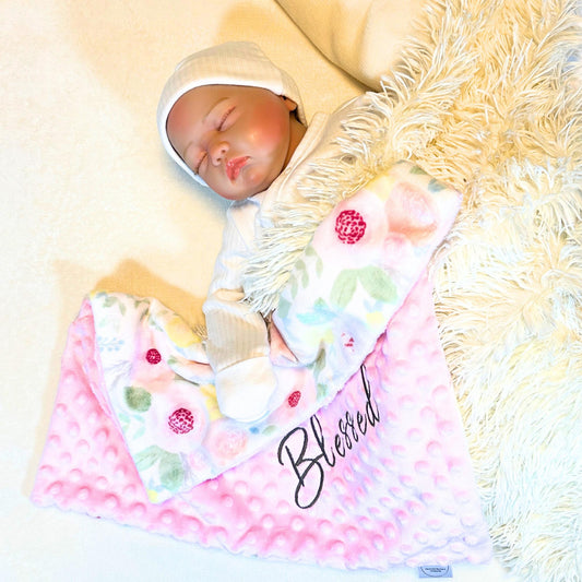 Blush Bloom Minky Baby Lovey: Perfect Travel Companion for Baby's Snuggly Cuddles