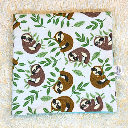 Sleepy Sloth Flannel Snuggles Baby Blanket, Sloth Hugs Baby Blanket Shower Gift, Warm Cotton Flannel Nursery Decor, Gender Neutral